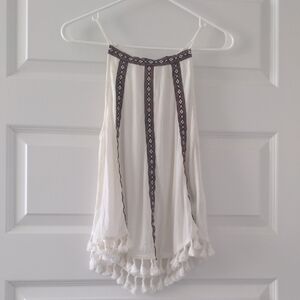 H&M White Tassel Trim Tank Top
